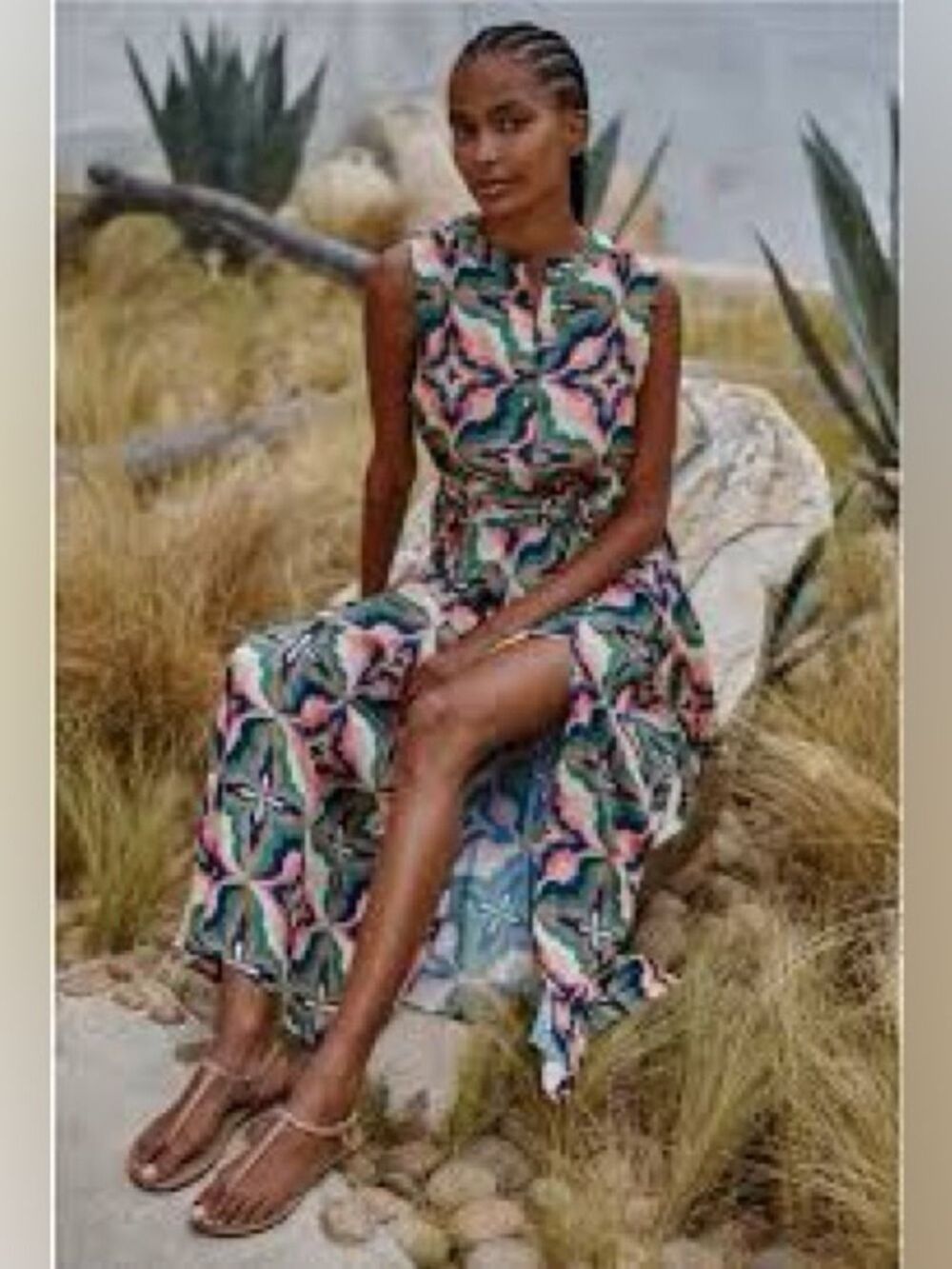 Misa Los Angeles Anabella Sleeveless Maxi Dress in Geometric Floral - Picture 2 of 15